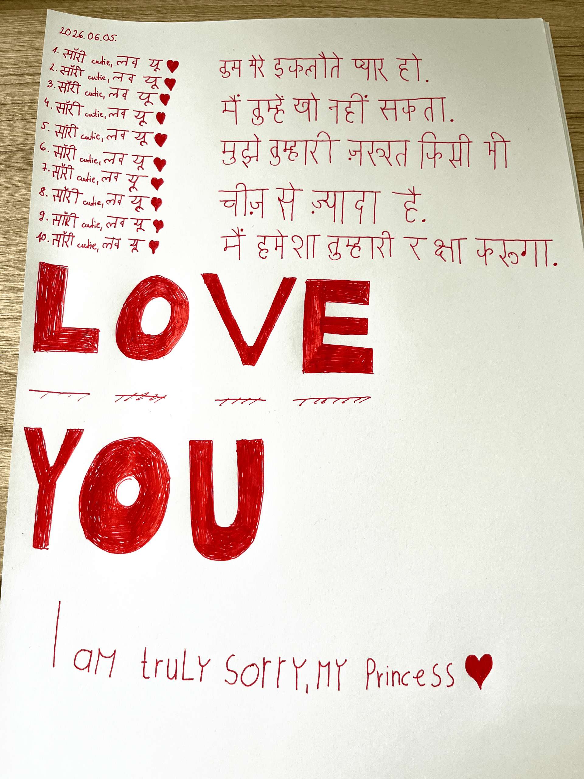 Sorry in Devanagari — Love You